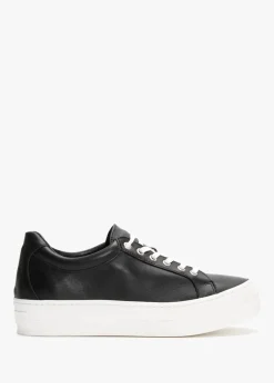 Fashion DANIEL Piccadilly Circus Black Leather Flatform Trainers
