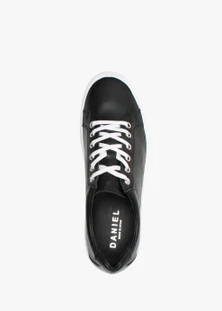 Fashion DANIEL Piccadilly Circus Black Leather Flatform Trainers