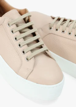 Hot DANIEL Piccadilly Circus Blush Leather Flatform Trainers