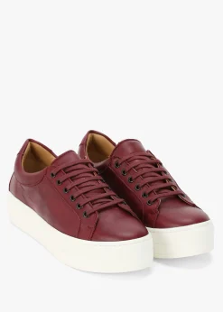 Outlet DANIEL Piccadilly Circus Burgundy Leather Flatform Trainers