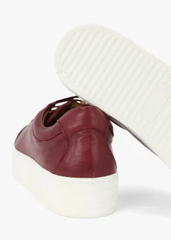Outlet DANIEL Piccadilly Circus Burgundy Leather Flatform Trainers
