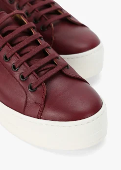 Outlet DANIEL Piccadilly Circus Burgundy Leather Flatform Trainers