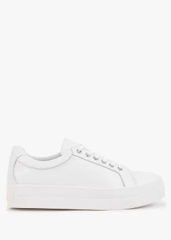 Online DANIEL Piccadilly Circus White Leather Flatform Trainers