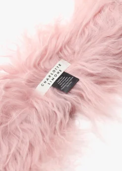 New CHARLOTTE SIMONE Pink Ombre Shaggy Mongolian Lambswool Scarf