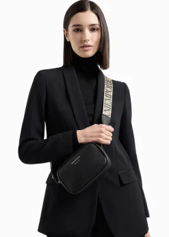Sale EMPORIO ARMANI Piped Black & Silver Camera Bag