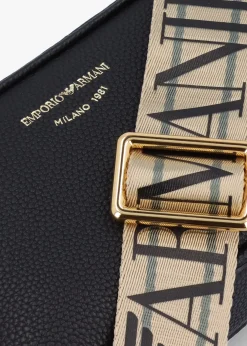 Sale EMPORIO ARMANI Piped Black & Silver Camera Bag