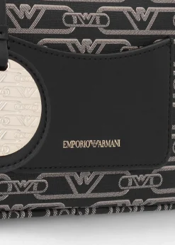 Hot EMPORIO ARMANI Piped Logo Nero & Ecru Camera Bag