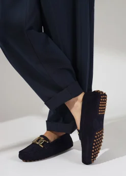 New DANIEL Privey Navy Suede Moccasin Loafers