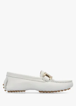 New DANIEL Privey White Leather Moccasin Loafers