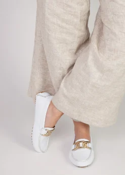 New DANIEL Privey White Leather Moccasin Loafers