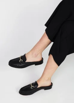 Sale DANIEL Pule Black Leather Backless Mule Loafers