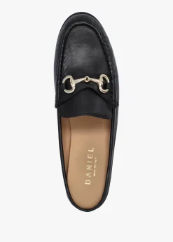 Sale DANIEL Pule Black Leather Backless Mule Loafers
