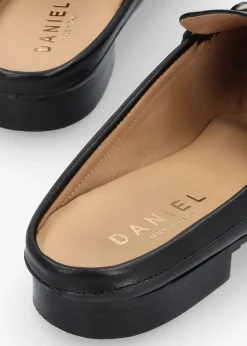 Sale DANIEL Pule Black Leather Backless Mule Loafers