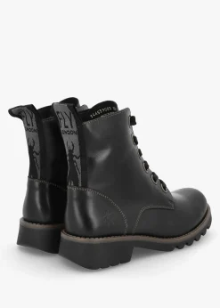 Fashion FLY LONDON Ragi Black Rug Leather Ankle Boots