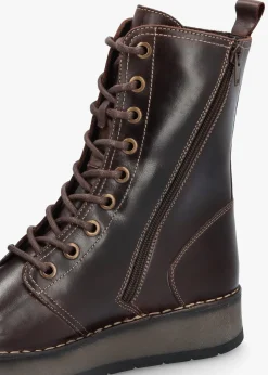 Hot FLY LONDON Rami Dark Brown Rug Leather Lace Up Ankle Boots
