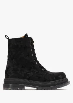 Best DANIEL Rammie Black Leather Camo Ankle Boots