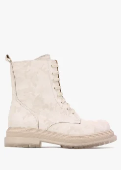 Outlet DANIEL Rammie White Leather Camo Ankle Boots