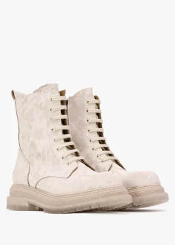 Outlet DANIEL Rammie White Leather Camo Ankle Boots