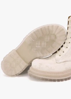 Outlet DANIEL Rammie White Leather Camo Ankle Boots