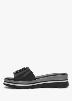 Hot DANIEL Rebuck Black Leather Buckle Detail Mules