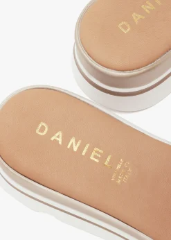 Fashion DANIEL Recrys Gold Leather Embellished Flat Mules