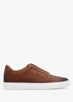 Hot OLIVER SWEENEY Rende Dark Tan Antiqued Leather Cupsole Trainers