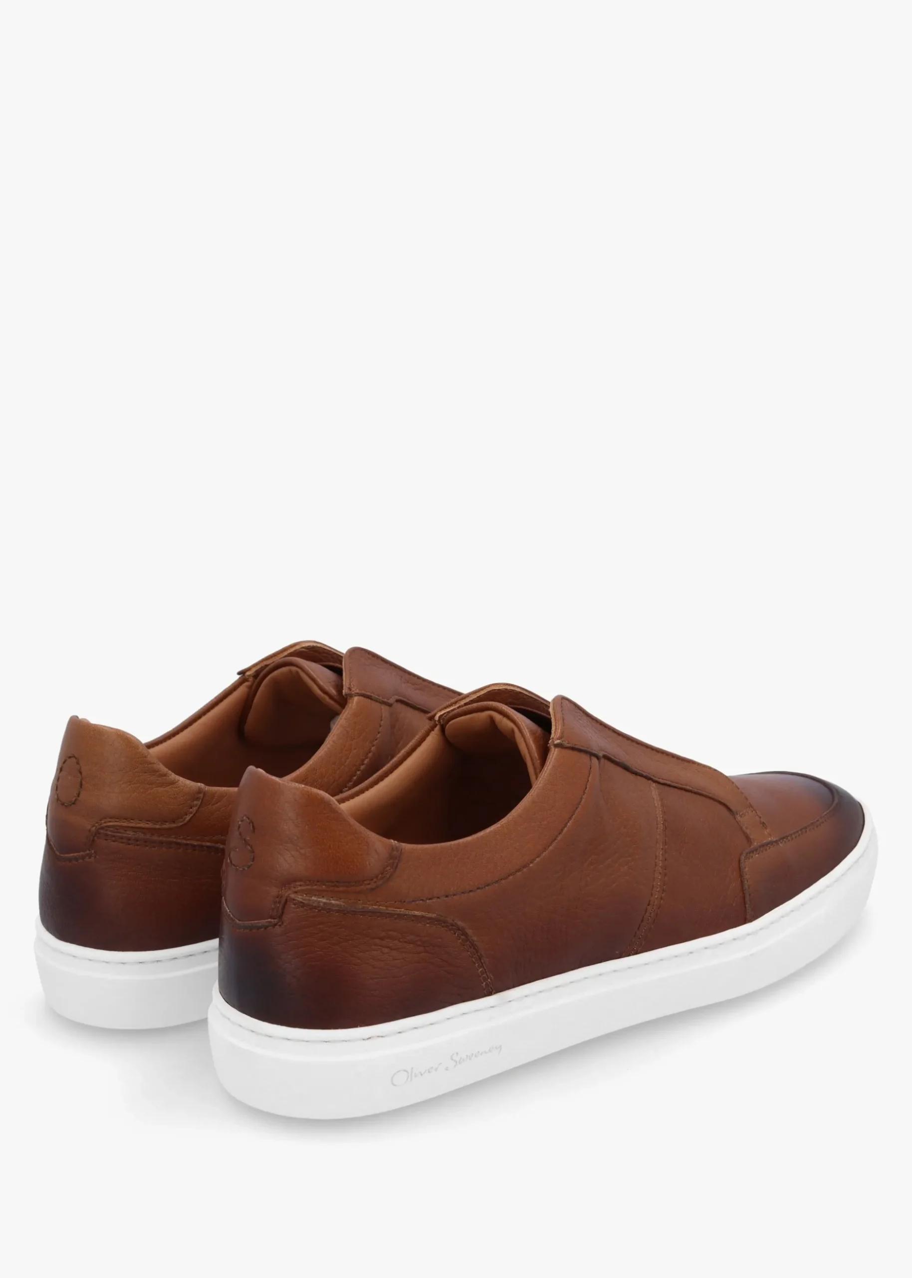 Hot OLIVER SWEENEY Rende Dark Tan Antiqued Leather Cupsole Trainers