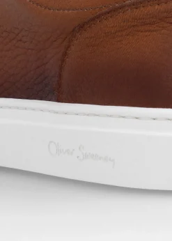 Hot OLIVER SWEENEY Rende Dark Tan Antiqued Leather Cupsole Trainers