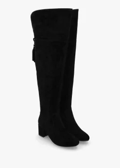 Discount MODA IN PELLE Retta Black Suede Block Heel Over The Knee Boots