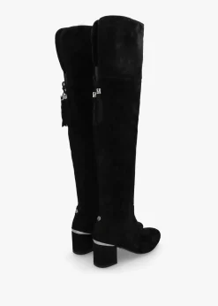 Discount MODA IN PELLE Retta Black Suede Block Heel Over The Knee Boots