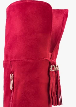 Clearance MODA IN PELLE Retta Red Suede Block Heel Over The Knee Boots