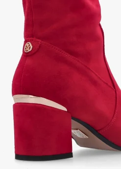 Clearance MODA IN PELLE Retta Red Suede Block Heel Over The Knee Boots