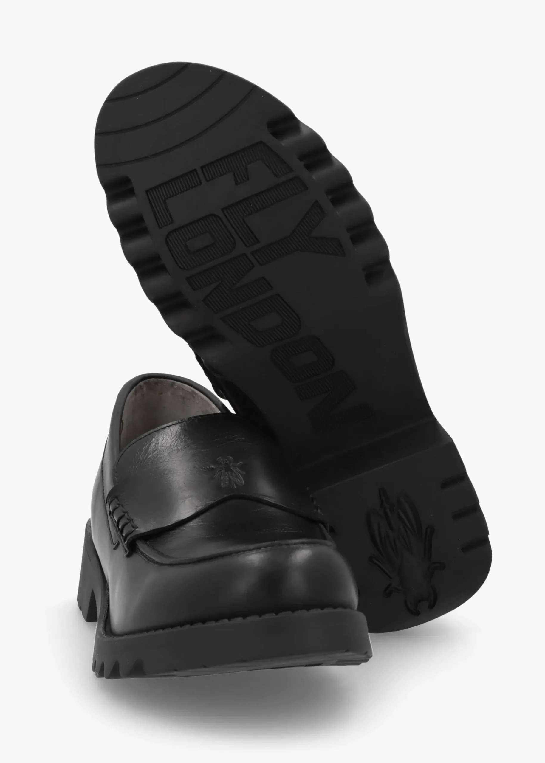 Outlet FLY LONDON Rixi Black Leather Chunky Loafers