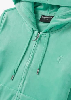 Discount JUICY COUTURE Robertson Marine Green Velour Zip Hoodie