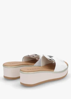 Clearance DANIEL Robow White Leather Knot Top Mules
