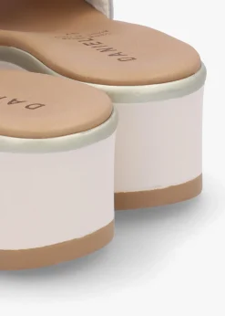 Clearance DANIEL Robow White Leather Knot Top Mules