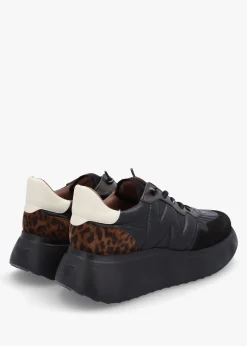 Online WONDERS Roma Black Mixed Textile Chunky Trainers