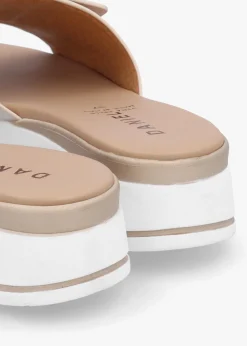 Discount DANIEL Romoon Beige Leather Circle Moon Mules