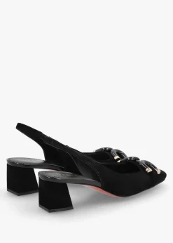 Clearance DANIEL Sacha Black Suede Block Heel Sling Backs