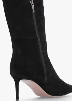 Online DANIEL Saffia Black Suede Slim Heel Knee Boots
