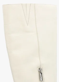 Hot DANIEL Saffia Cream Leather Slim Heel Knee Boots