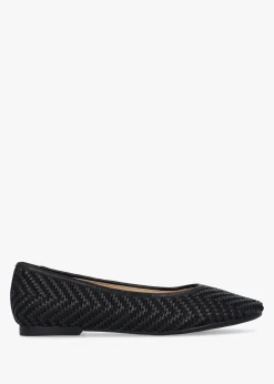 Hot DANIEL Sally Black Leather Woven Ballet Pumps