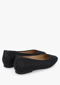 Hot DANIEL Sally Black Leather Woven Ballet Pumps