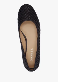 Hot DANIEL Sally Black Leather Woven Ballet Pumps