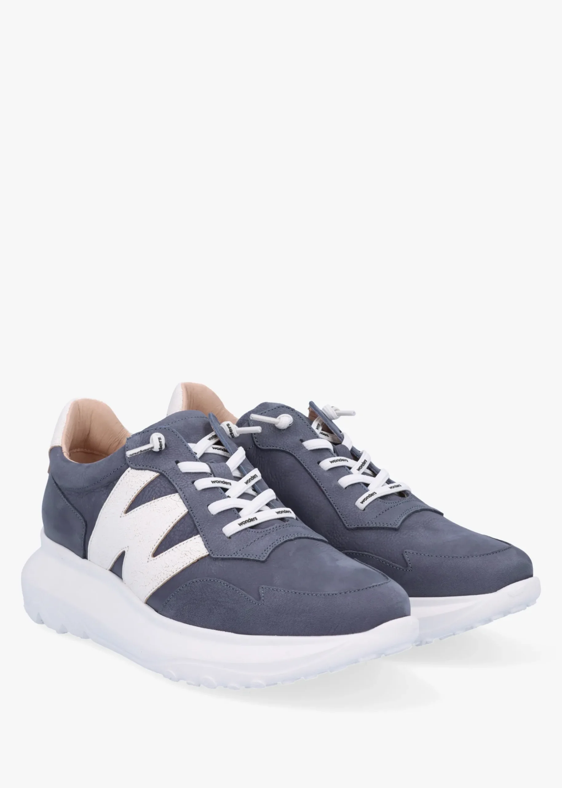 Outlet WONDERS Samira Blue Multi Nubuck Leather Trainers