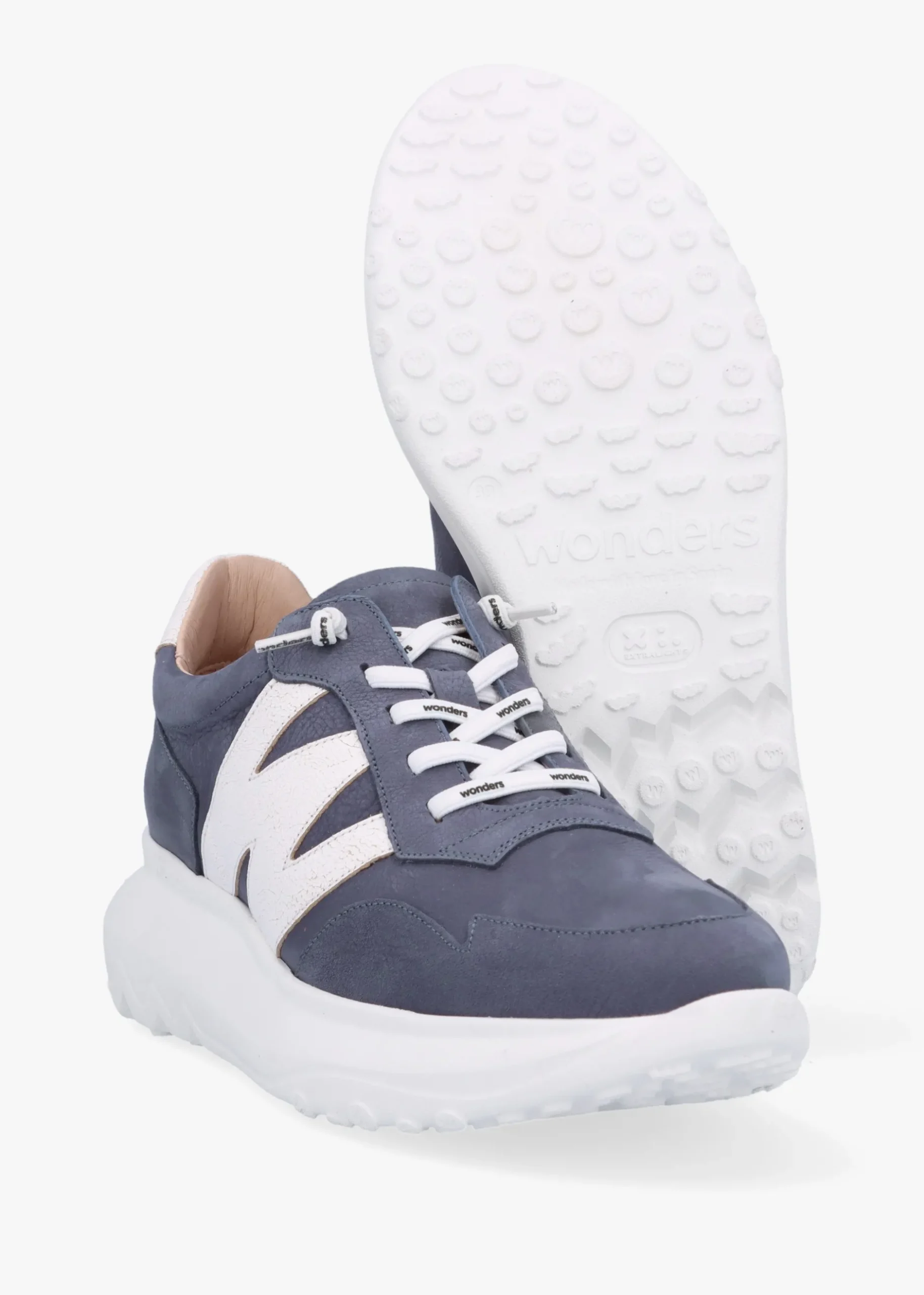 Outlet WONDERS Samira Blue Multi Nubuck Leather Trainers