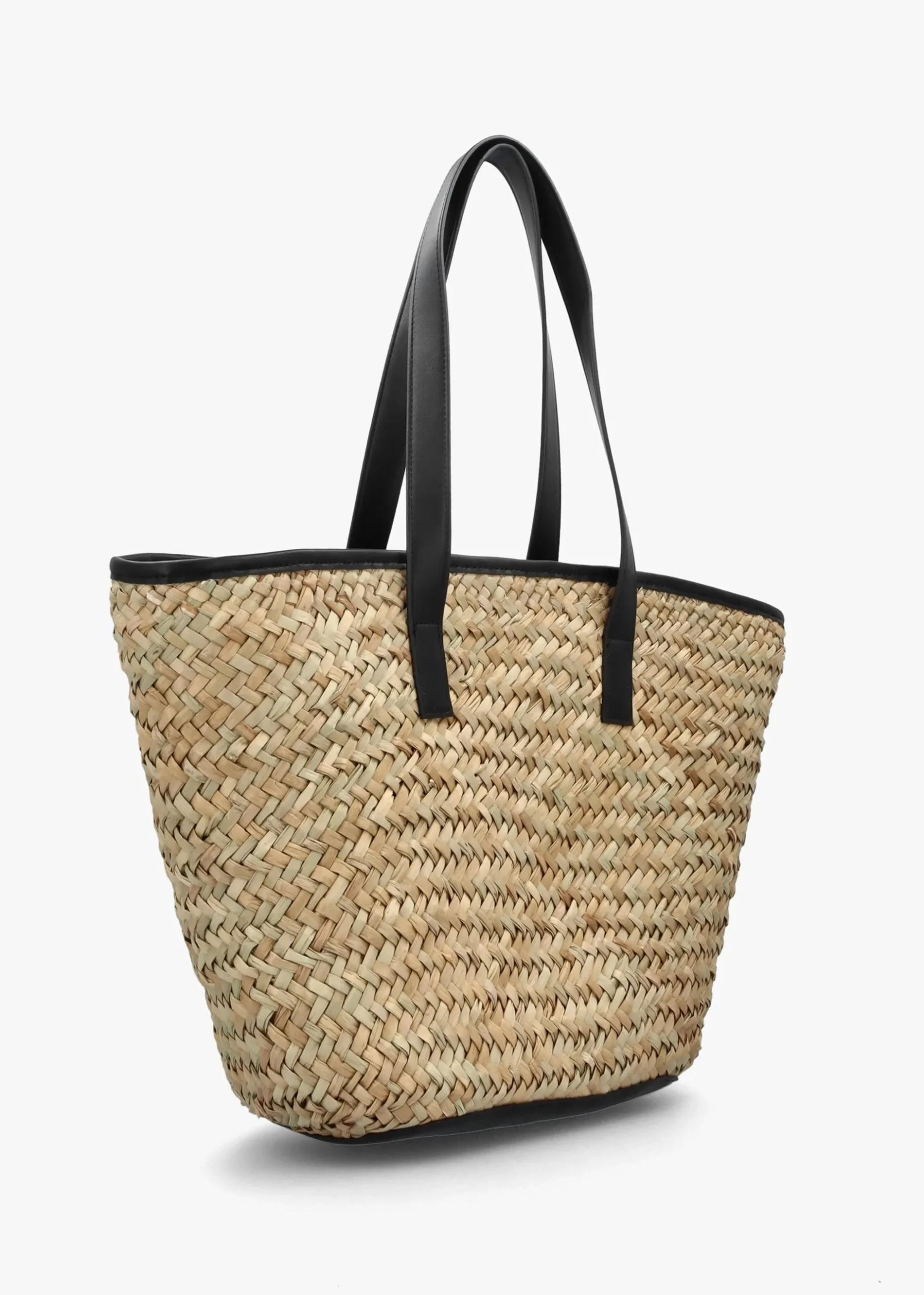 Sale VALENTINO BAGS Samuela Natural Nero Woven Straw Shopper Bag