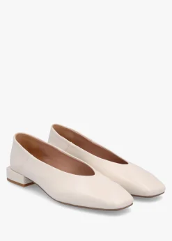 Hot DANIEL Saria Cream Leather Square Toe Ballet Pumps