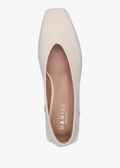 Hot DANIEL Saria Cream Leather Square Toe Ballet Pumps