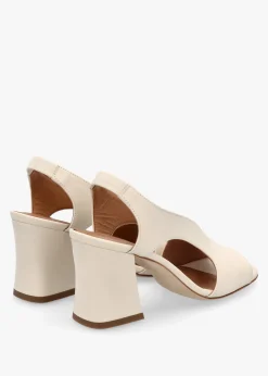 Outlet DANIEL Scoop Cream Leather Cut Away Shaped Heel Sandals